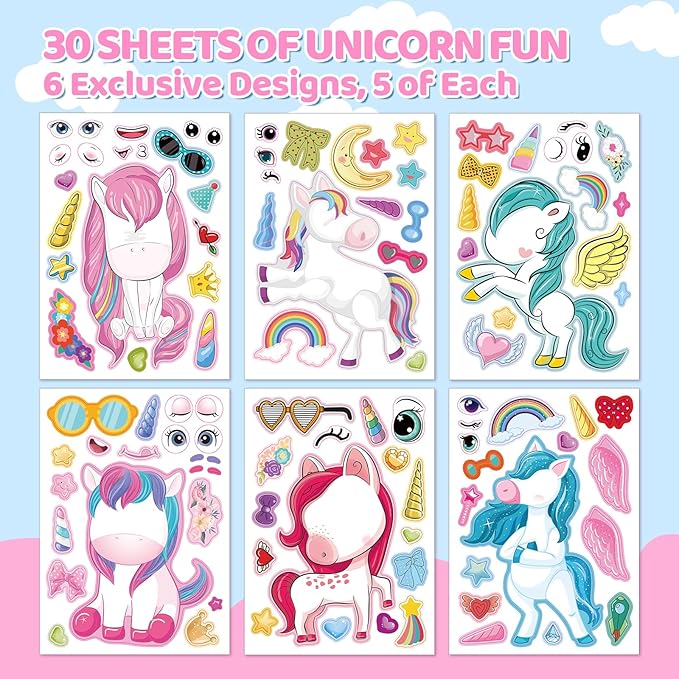 Aowplc 30 Sheets Make a Unicorn Stickers - Image 2