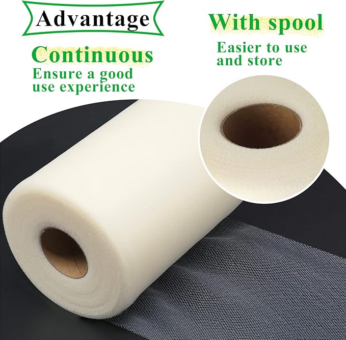Ivory Tulle Fabric Rolls 6 Inch by 100 Yards Fabric Spool Tulle Ribbon - Image 4
