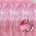 4 Pack Pink Foil Fringe Curtain Backdrop, 3.28Ft x 8.2Ft Metallic Tinsel Foil by Unknown