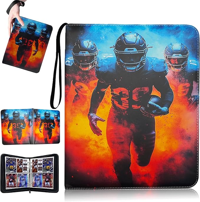 Trading Card Binder 4 Pocket, Pockets Football Card Binder, Premium Double by BoldAscent