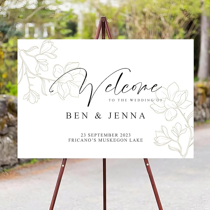 Personalized Wedding Welcome Sign Foliage Print Entrance Wedding Décor - Image 3