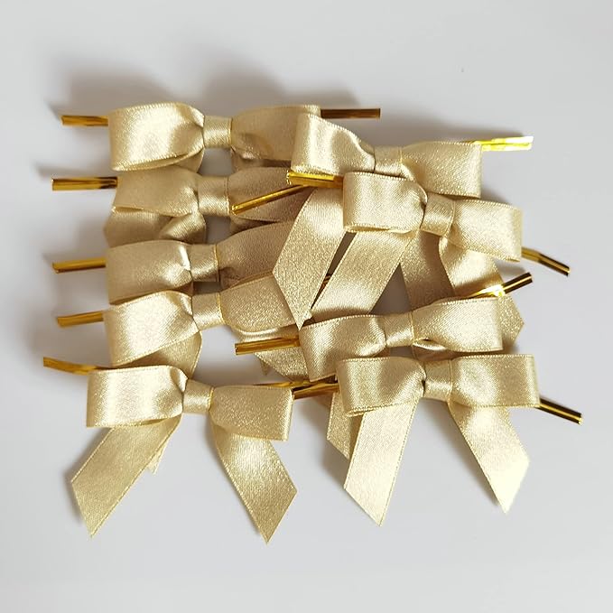 50pcs 2-1/2" Gold Satin Ribbon Bows - Image 7