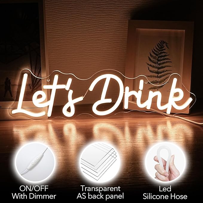 Let's Drink Neon Sign, Bar Neon Sign - Image 4