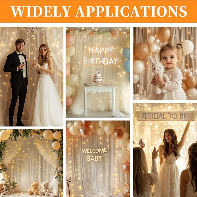 10x10ft Ivory Tulle Backdrop Curtain - Image 2