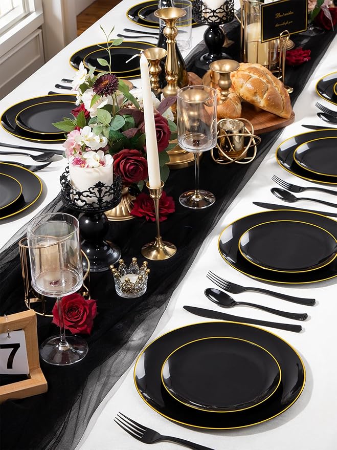 WDF 180 Pieces Black Plastic Silverware - Image 5
