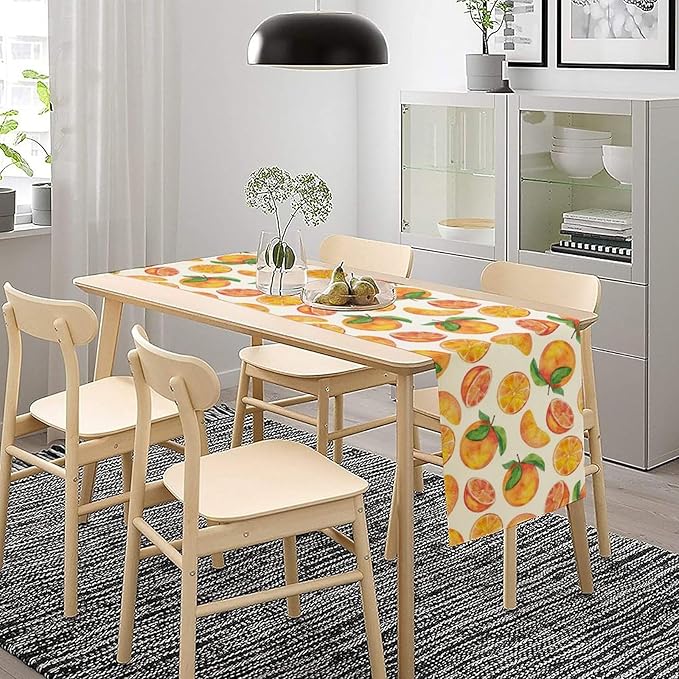 Watercolor Fruit Botanical Print Table Runner Spring Summer Orange Lemon Dinner - Image 3