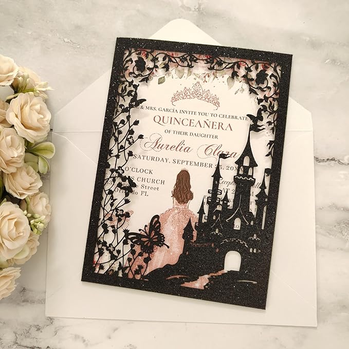 20PCS Castle Pocket Invitations, Quinceanera Invitations - Image 3