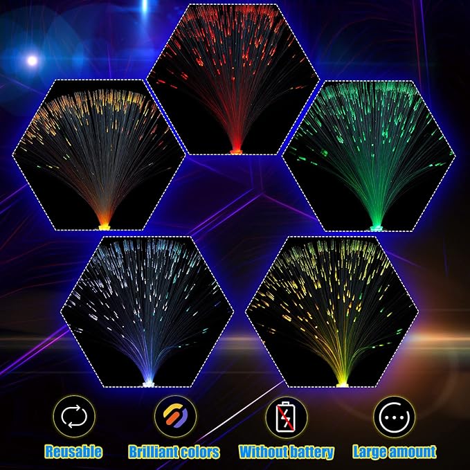 Patelai 16 Pcs LED Fiber Optic Lamp Color Changing Fiber Optic Night Light - Image 5