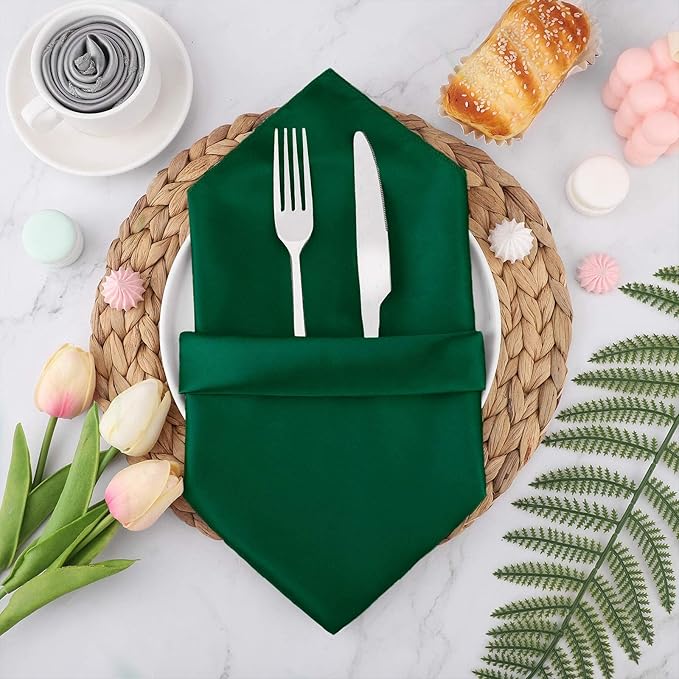 Aneco 12 Pieces Satin Napkin Square 20 x 20 Inches Dinner Napkins Weddings - Image 5