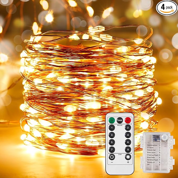 4 Pack 32.8 Ft. Battery Operated Outdoor String Lights by Ariceleo
