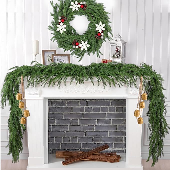 Hananona 4 Pcs 6 Ft Artificial Norfolk Pine Garlands, Real Touch Winter Pine - Image 6