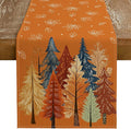 GEEORY Fall Watercolor Trees & Maple Leaves Table Runner 13x60 Inch, Rustic by GEEORY