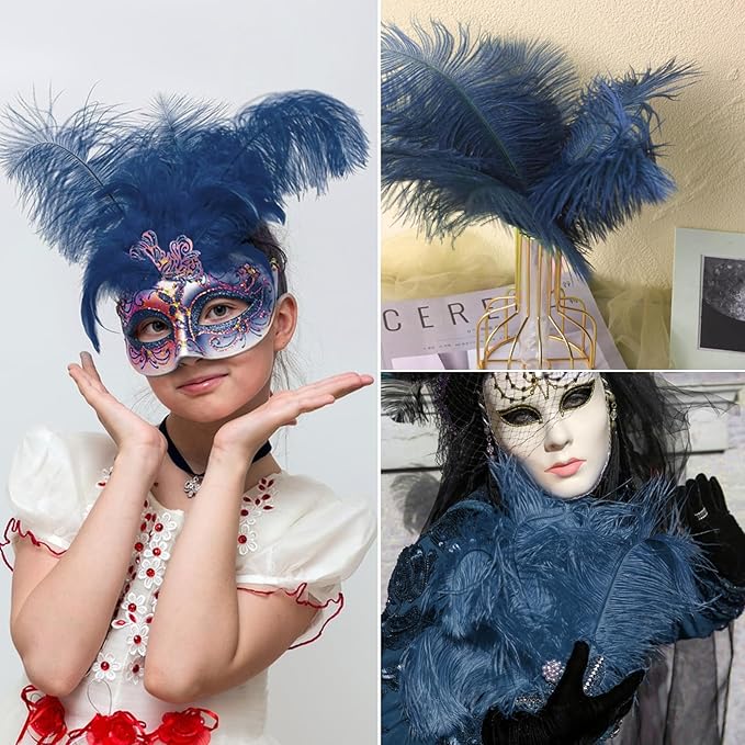 NEWONG 30pcs Navy Blue Ostrich Feathers Natural Bulk 9-12inch Vase Craft - Image 8