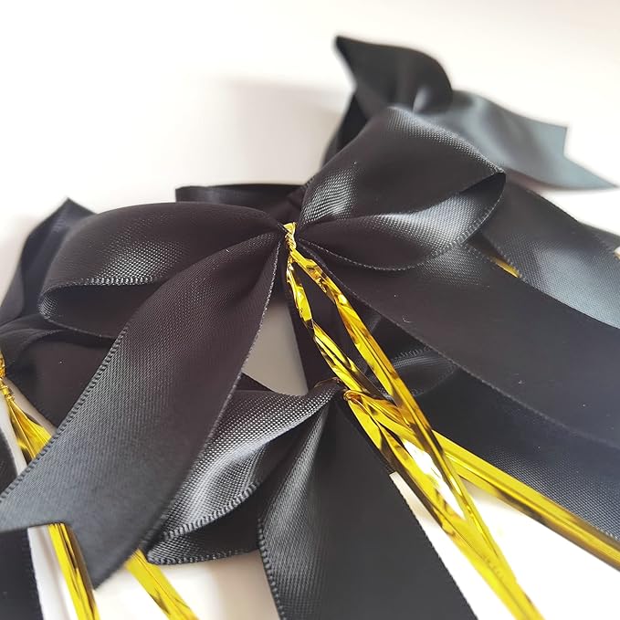 50pcs 3-1/2" Black Satin Ribbon Bows - Image 7