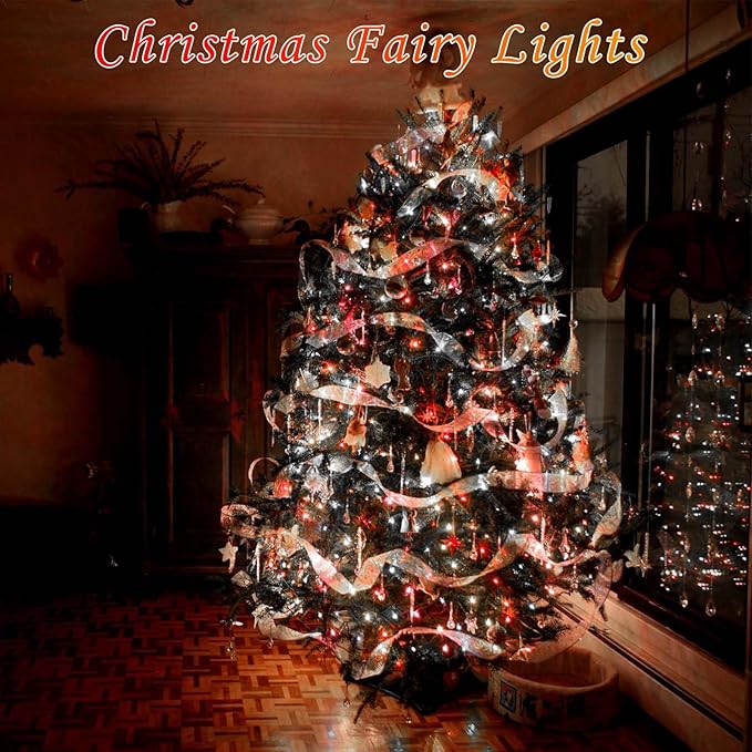 Red and White Bttery Operated Christmas Lights, 4 Pack Fairy Lights Battery - Image 3