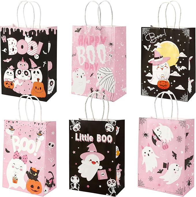 24 Pcs Halloween Paper Gift Bags, 6 Styles Halloween Goodie Bags by STPIYFZU