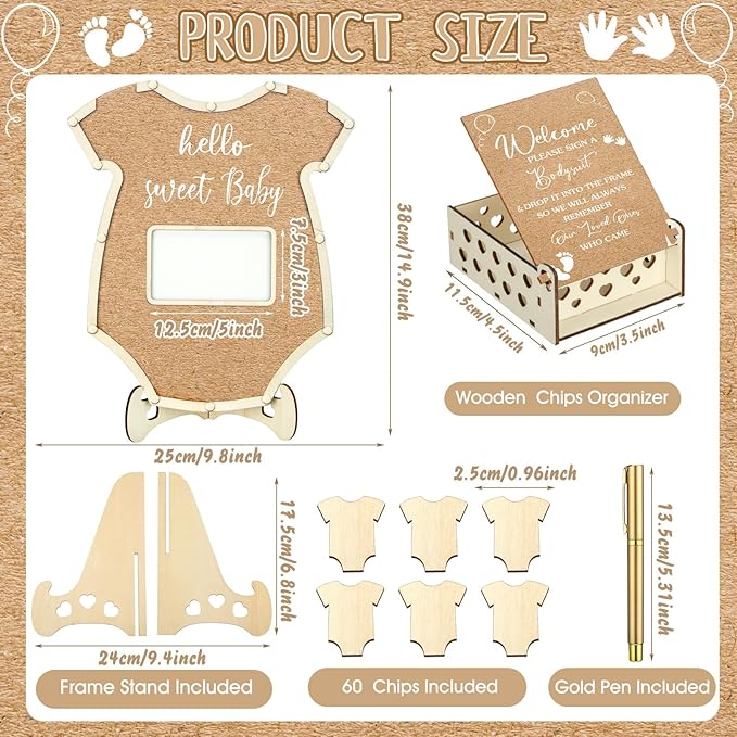 Wenqik 63 Pcs Bodysuit Baby Shower Guest Book Alternatives Set Baby Shower - Image 3