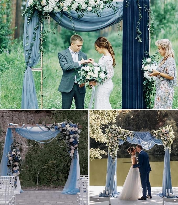 6 Panels Dusty Blue Wedding Arch Drapery 28" x 20Ft Wedding Arch Draping Fabric - Image 8