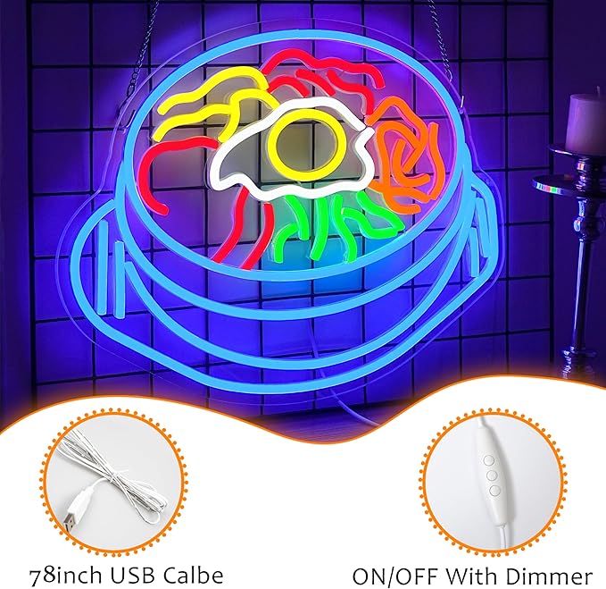 LISIGNVE Bibimbap Neon Sign USB Korean Food Led Light Up Sign Korean Bibimbap - Image 2