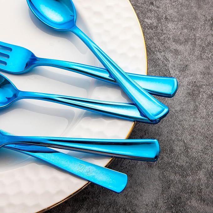 Supernal 240pcs Blue Plastic Silverware, Party Disposable Utensils, Plastic - Image 8