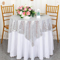 ShinyBeauty Sequin Tablecloth 36x36-Inch-Silver Square Glitter Table Cover by ShinyBeauty