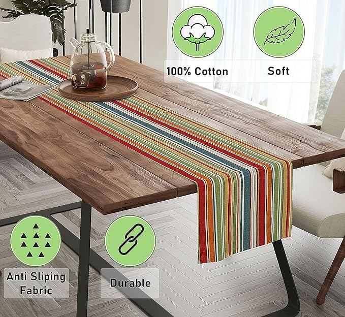 Ruvanti 100% Cotton Table Runner 108 Inches Long, Stain Resistant, Washable & - Image 2