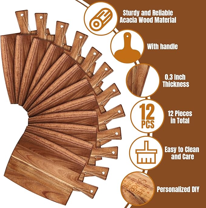 Patelai 12 Packs Wooden Cutting Board Set - Image 3