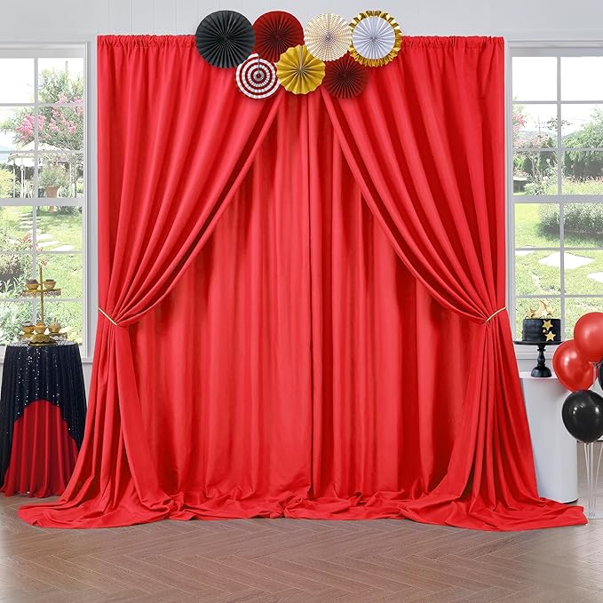 10ft x 10ft Thick Red Backdrop Curtains - Image 2