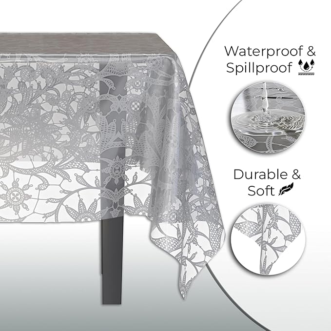 Exquisite Lace Table Cloth Rectangle Table Plastic 12-Pack Lace Tablecloth - Image 4