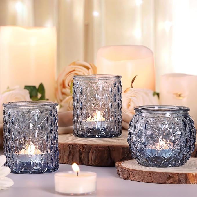 12pcs Assorted Blue Votive Candle Holders, Tea Lights Candle Holder - Image 3