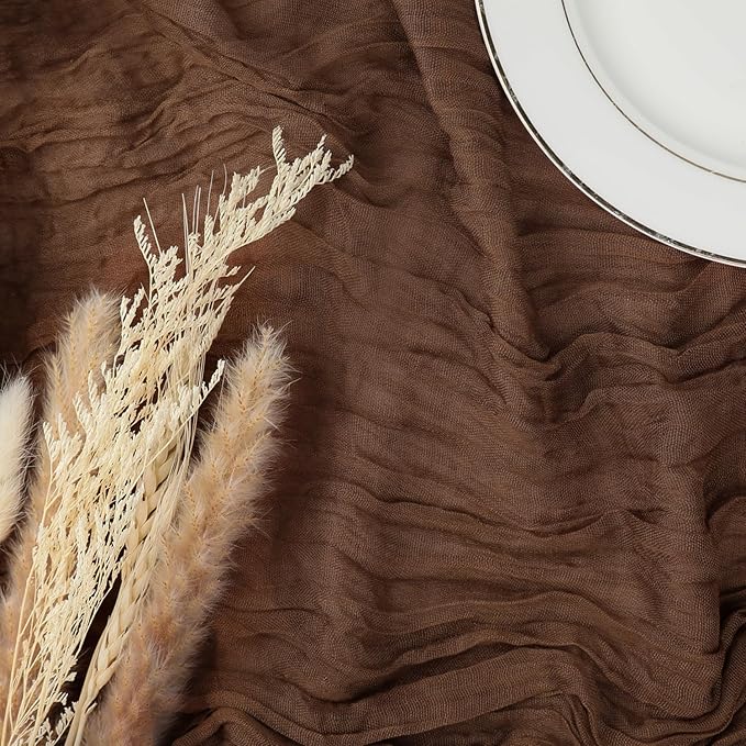 3 Pack Brown Cheesecloth Table Runner 35x120 Inch Gauze Coffee Table Runner - Image 7