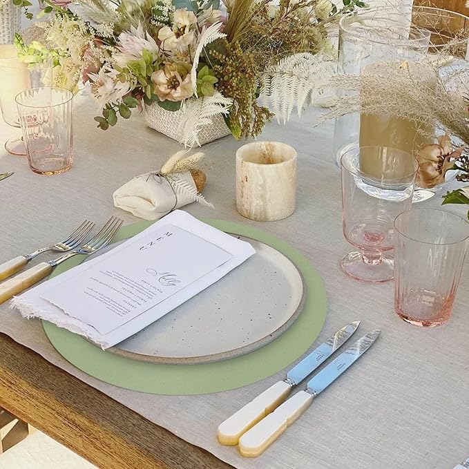 50 Pieces Sage Green Paper Place Mats Sage Round Disposable Table Mats Green - Image 7