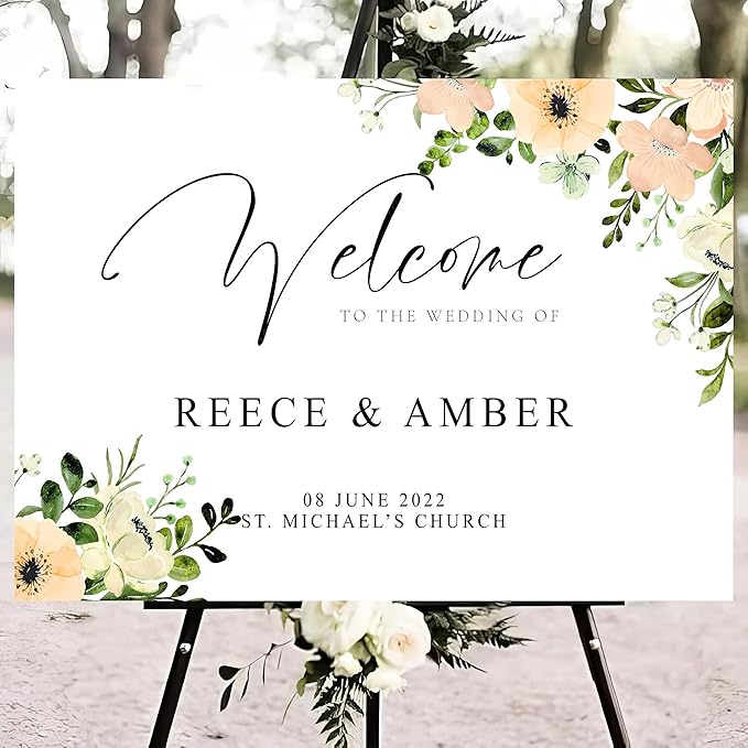 Personalized Wedding Welcome Sign Foliage Print Entrance Wedding Decor - Image 4