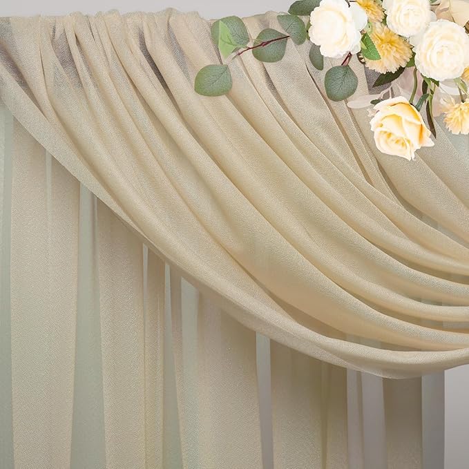 Wokceer Champagne Wedding Arch Draping Fabric Backdrop 4 Panels 28.7" X 20FT - Image 4