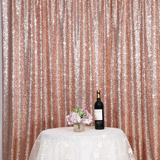 Poise3EHome 4FT x 7FT Rose Gold Sequin Backdrop Curtain Photography by Poise3EHome