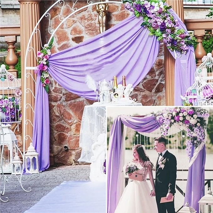 4 Panels Wedding Arch Draping Fabric 28" x 20 Ft Wedding Arch Drapes Chiffon - Image 8