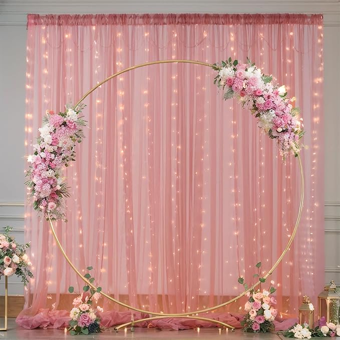 10x10 Dusty Rose Tulle Backdrop Curtains - Image 5
