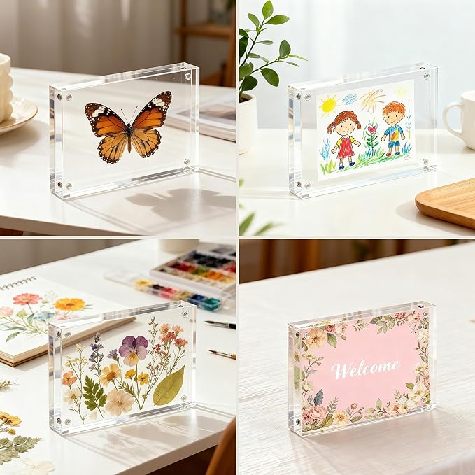 CATIFLIN 5x7 Magnetic Acrylic Frames 2 Pack, Double Sided Clear Frameless - Image 7