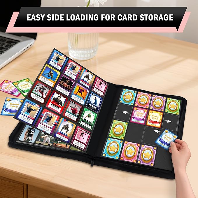 Card Binder 16 Pocket, Zipper Trading Card Binder Holds 1024 Cards, - Image 3