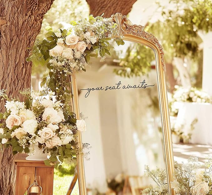 Your Seat Awaits Vinyl Decal, Wedding Seating Sticker, Mirror Decal - Image 4