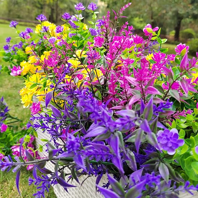 20 Bundles Artificial Flowers Outdoor UV Resistant No Fade Fake Plants Faux - Image 3