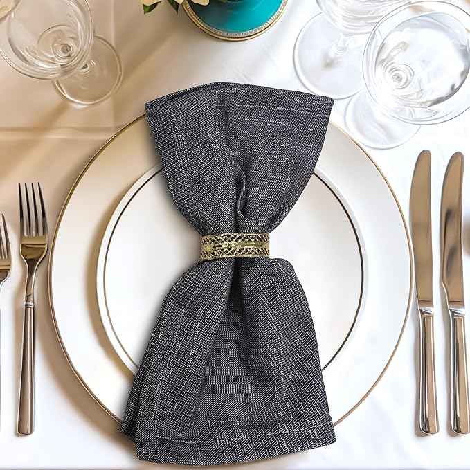 Urban Villa Dinner Napkins Black White Chambray Cloth Napkins Oversized 20x20 - Image 9
