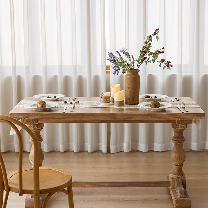 Boho Table Runner Cream Beige Brown - Image 8