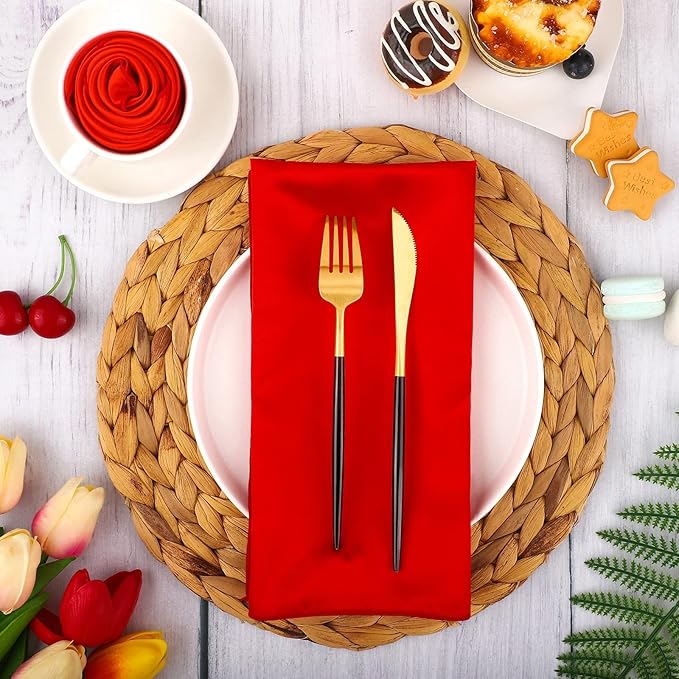 Aneco 16 Pack Christmas Square Satin Napkin Bright Silk Table Napkin Xmas Soft - Image 6