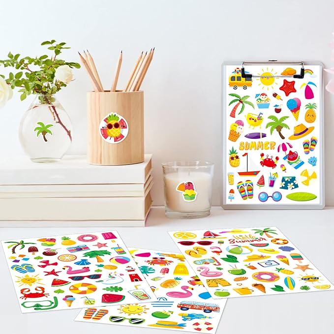 Summer Pool Beach Adhesive Stickers Luau Hawaii Sun Stickers 700 Count - Image 3