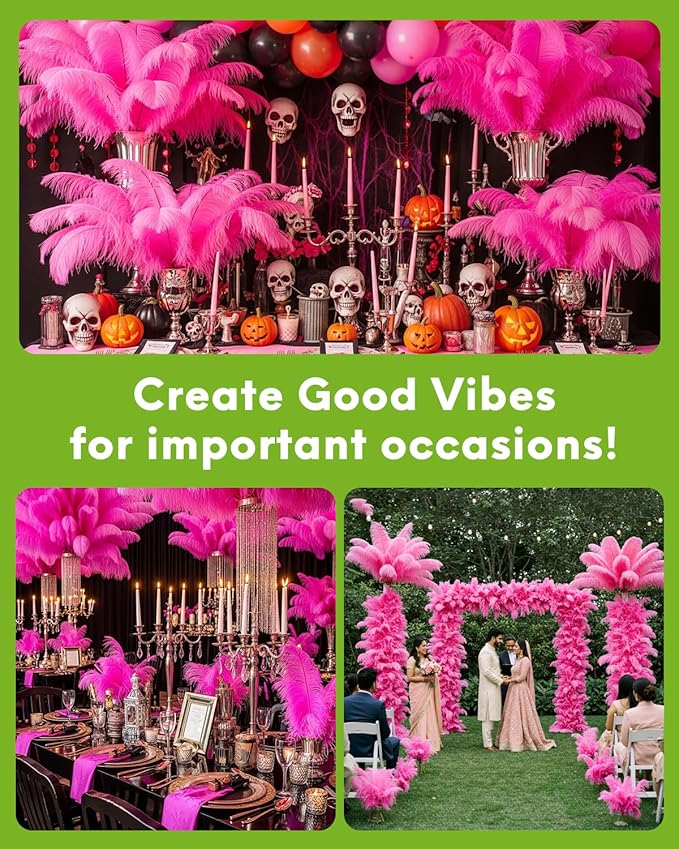NEWONG 30pcs Fuchsia Ostrich Feathers Natural Bulk 11-14inch Vase Craft Wedding - Image 4