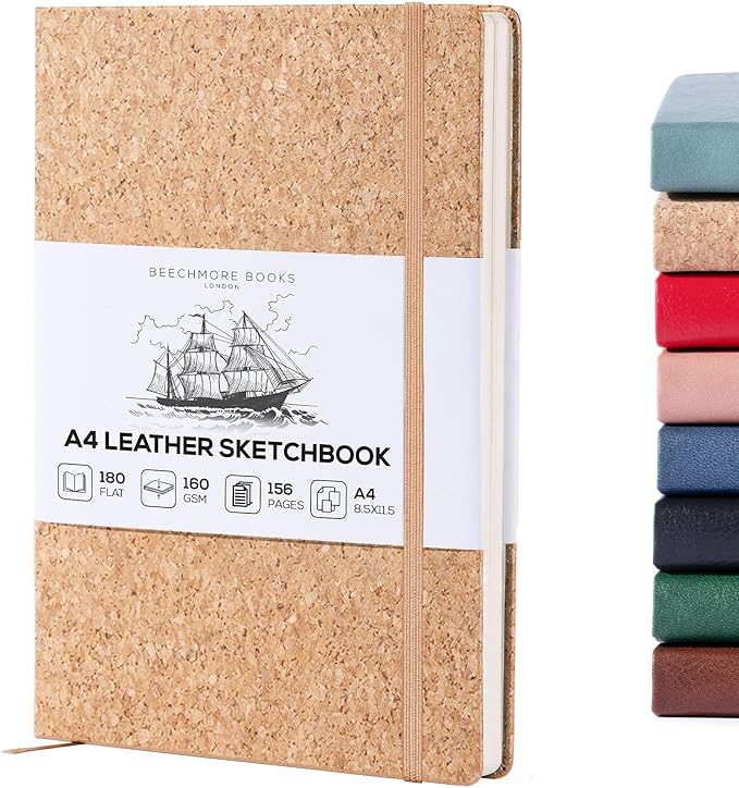 Beechmore Books A4 Sketchbook – 8.5x11 Premium Vegan Leather Bound Large Sketch by BeechmoreBooks