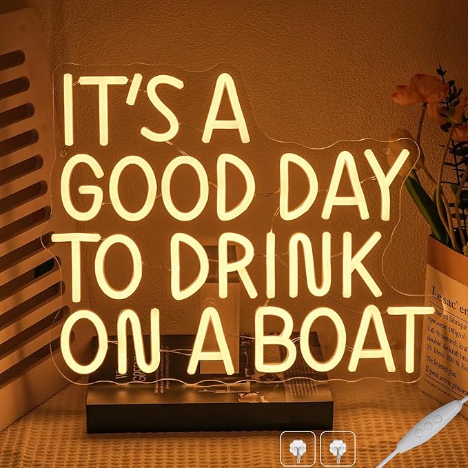 It's A Good Day To Drink On A Boat Neon Sign, Boat Drink Neon light, Bar Art by CHANNEONNEONSIGN