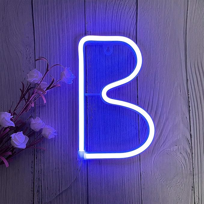 ENUOLI LED Blue Neon Letter Signs Night Light Battery or USB Operated LED by ProfessionalinNeonLights