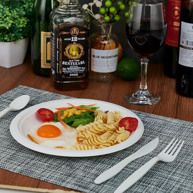 ECOLipak 120 Pack Compostable Paper Plates, 9 inch and 7 inch Heavy Duty - Image 7